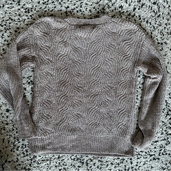 Pink Rose Size Small Beige/Taupe Cable Knit Crew Neck Chenille Sweater - Picture 3 of 7